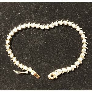 DBJ Gold Plated Sterling Silver Tennis Bracelet,No Stones Safety Clasp